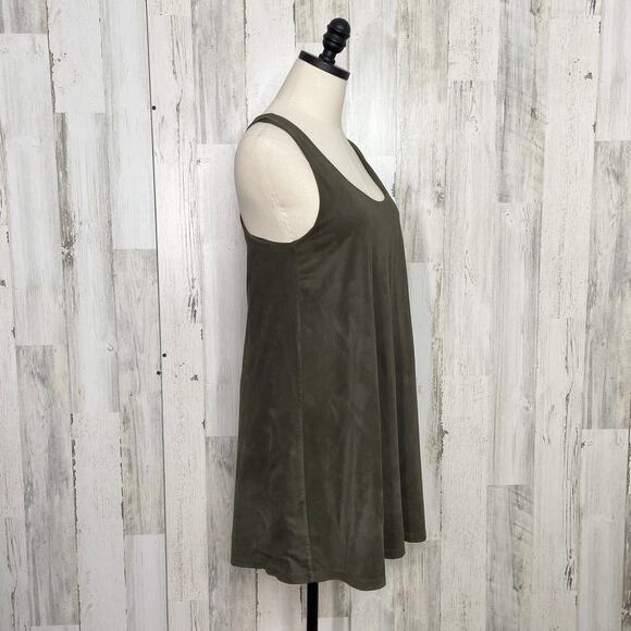 Audrey 3 + 1 Faux Suede Swing Dress Shift Sleeveless Mini Vegan Size S - Picture 2 of 6